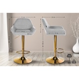 thumbnail of Taburete de bar Braga en tela con marco dorado Gris