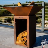 thumbnail of braseiro cevenol madeira de aço quadrado 74 imitação corten tigela dupla