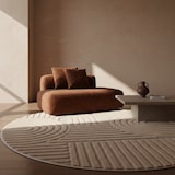 thumbnail of Teppich Esszimmer 3D Skandinavischer Boho Modern Waschbar Strapazierfähig Wohnzimmer Rund Rosa 160x160 cm – RIGI von Kadima Design