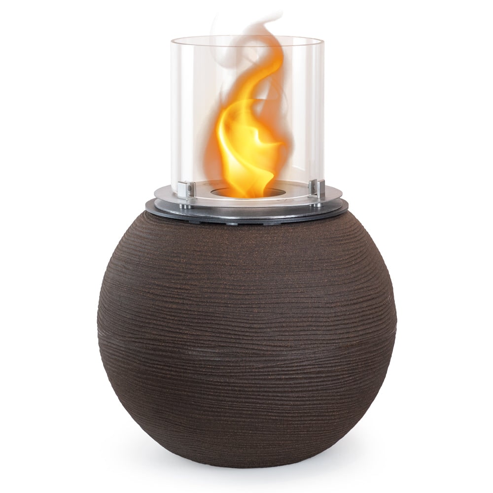 Chimenea de bioetanol con brasero para jardín, suelo para interior y exterior BOTTICELLI Terra Marrone d.40 x h54