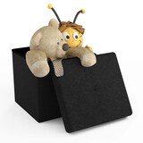 thumbnail of Intirilife Faltbare Sitzhocker 30x30x30 cm in PIANO SCHWARZ - Sitzwürfel Fußhocker Aufbewahrungsbox mit Stauraum und Deckel aus Stoff mit Mulden