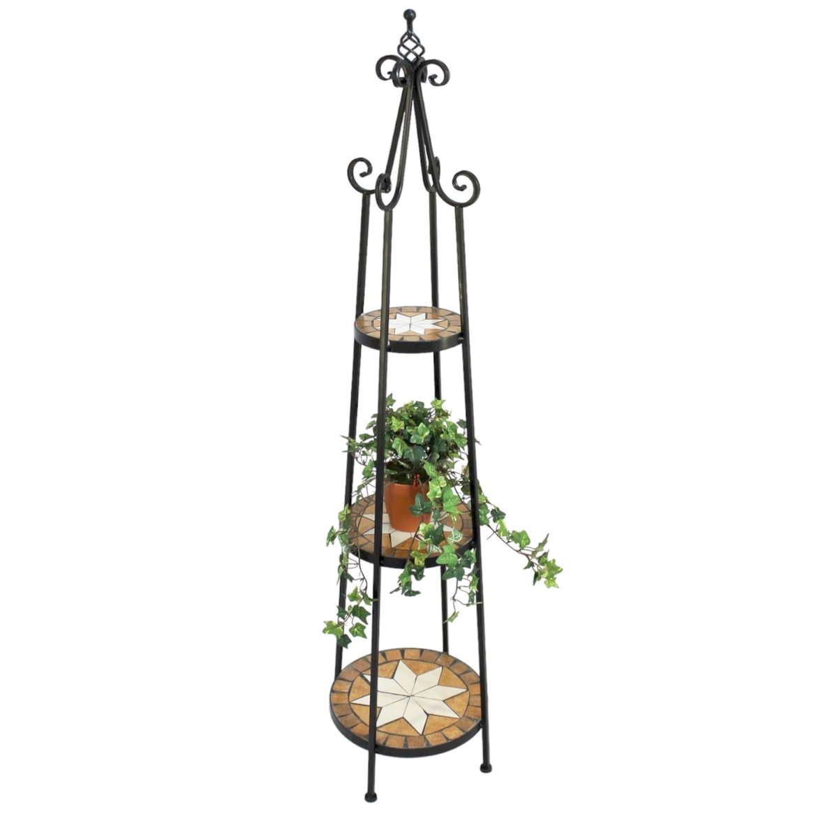 DanDiBo Blumenregal Mosaik Rund 140 cm Blumentreppe 12009 Blumenständer Blumensäule Pflanzenständer Groß