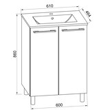 thumbnail of VCM Badmöbel Waschtisch Badinos Weiß H. 86 x B. 60 x T. 46 cm