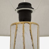 thumbnail of Moderne Tangier Tischleuchte – Weißer Keramikfuß mit goldenen Verzierungen, Stofflampenschirm, E27-Fassung – 45 x 45 x 73 cm