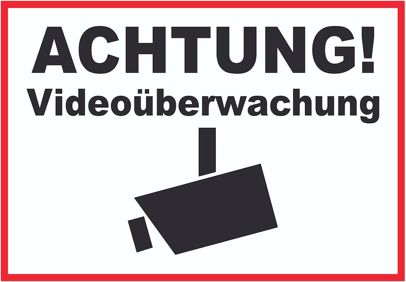 Achtung Videoüberwachung Kameraüberwachung Schild A5 Rückseite selbstklebend