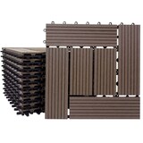 thumbnail of WPC Bodenfliese Rhone, Holzoptik Balkon/Terrasse, 11x je 30x30cm = 1qm ~ Basis, coffee versetzt