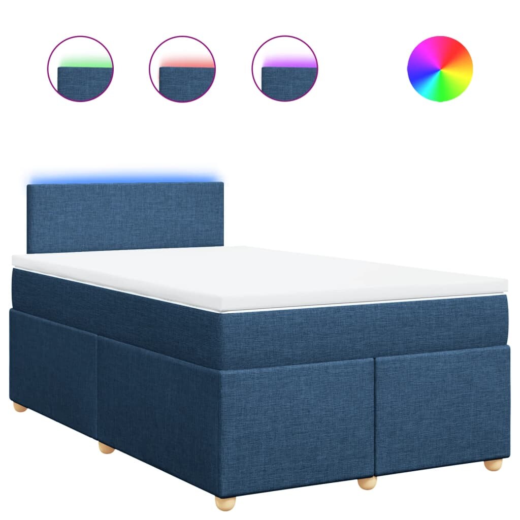 vidaXL Boxspringbett mit Matratze Blau 120x200 cm Stoff
