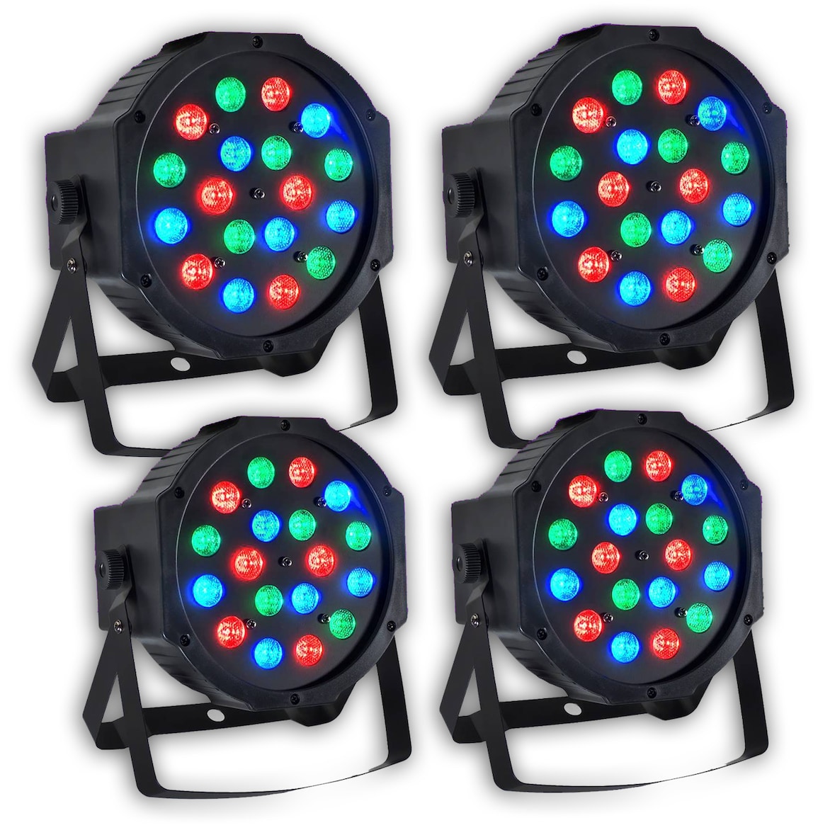 Pack 4 Projecteurs DJ Light Animation Disco Mobile PAR à LED 18x1W RGB - Pur Light MONTANA