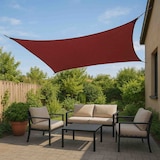 thumbnail of WellHome - Quadratische Sonnenmarkise aus burgunderrotem Polyester 3x3m, mit Metallhaken und Tragetasche