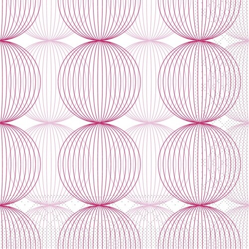 Mank Tissue Serviette Ludo in Altrosa-Bordeaux, 40 x 40 cm, 100 Stück - Kreise Retro Ornamente