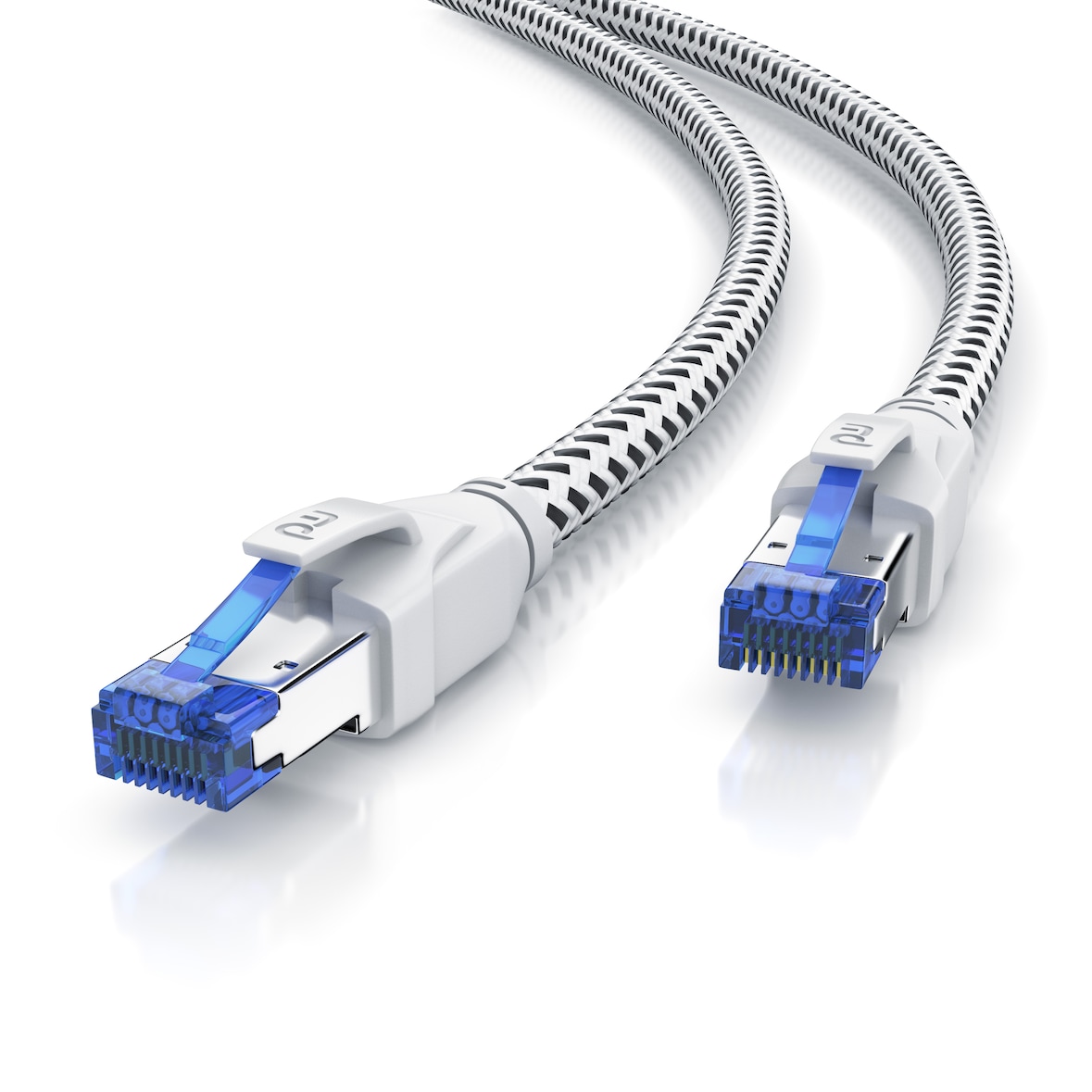 Primewire Patchkabel CAT 8 mit Baumwollummantelung - Gigabit Ethernet LAN Kabel - 40 Gbit/s - S/FTP PIMF Schirmung - Netzwerkkabel - 20m