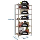 thumbnail of Étagère metallique sans vis Maderclick 6 plateaux de 150 kgs par plateau couleur GALVA/BOIS 2500x800x300 mm (haut x largeur x profondeur)