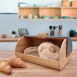 thumbnail of Briebe BB1162GRY Panera para Guardar Pan de Mesa Madera Bambú, Tapa Deslizante Bread Box Almacenamiento Bollería, Gris