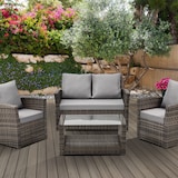 thumbnail of SVITA ROMA Polyrattan Lounge Rattan Garten Möbel Set Essgruppe mit Tisch Braun