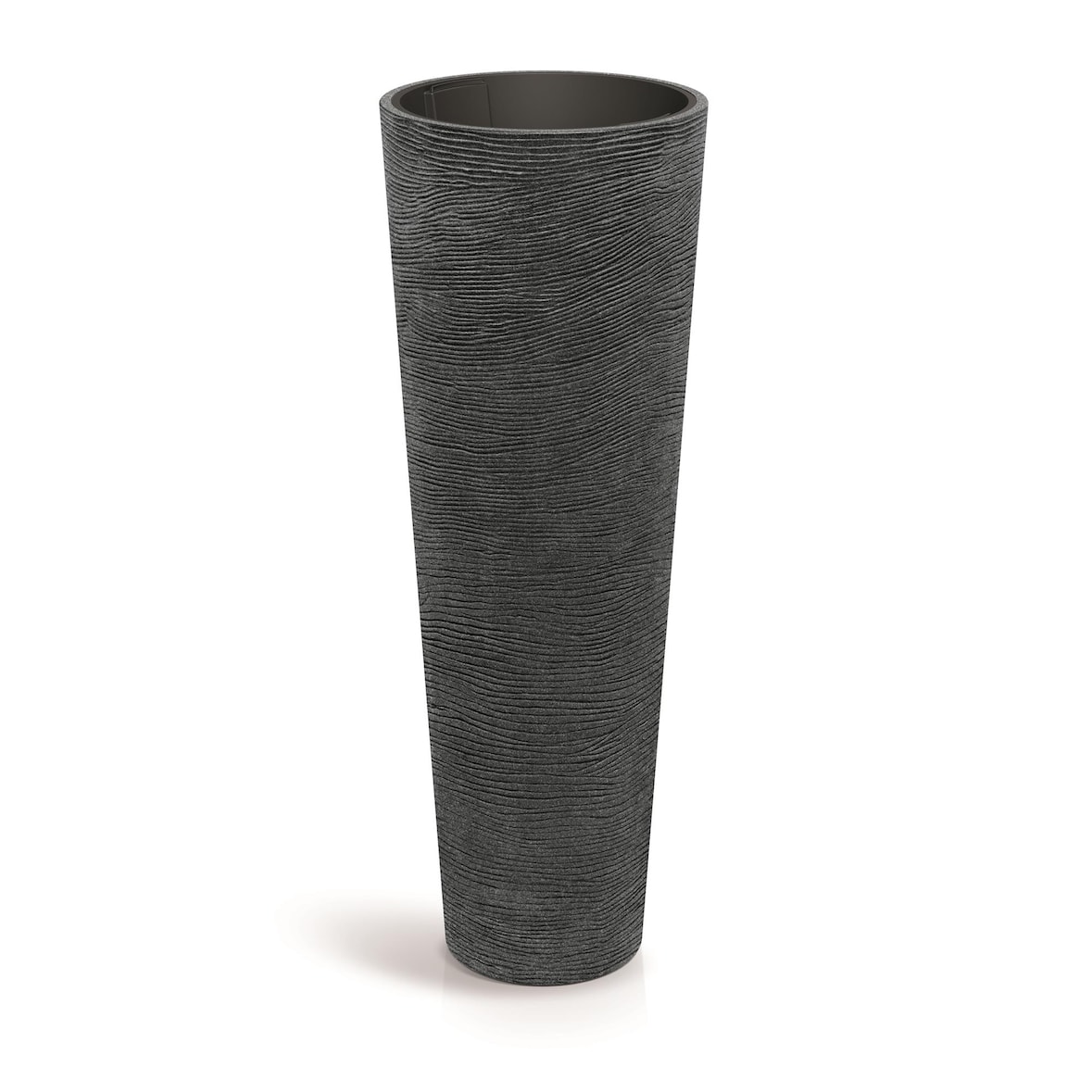 WellHome - Blumentopf aus Rotationsgeformtes Polyethylen 31L Ø48x135cm in farbe Granitschwarz - Tubra Round SLIM HIGH