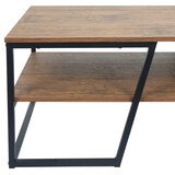 thumbnail of Couchtisch HWC-A27, Wohnzimmertisch Beistelltisch Sofatisch, Ablage Metall 3D-Struktur 46x110x60cm, Wildeiche-Optik