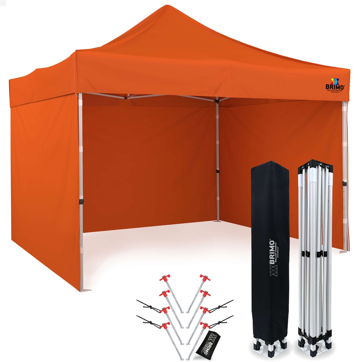 Marktzelt 3x3m - mit 3 Wänden - Orange