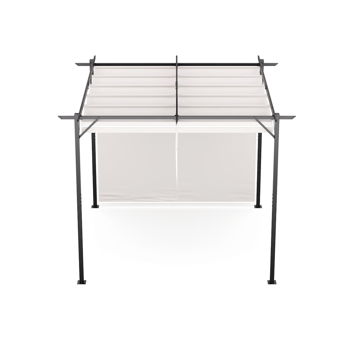 Blumfeldt Pantheon Robust Pergola 3x3m wetterbeständig Stahl pulverbeschichtet seitliche Rollläden Beige