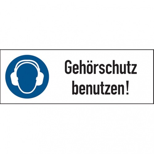 Dreifke Aufkleber | Kombi-Gebotsschild, Gehörschutz benutzen, 74 x 210 - 210x74 mm Folie selbstklebend