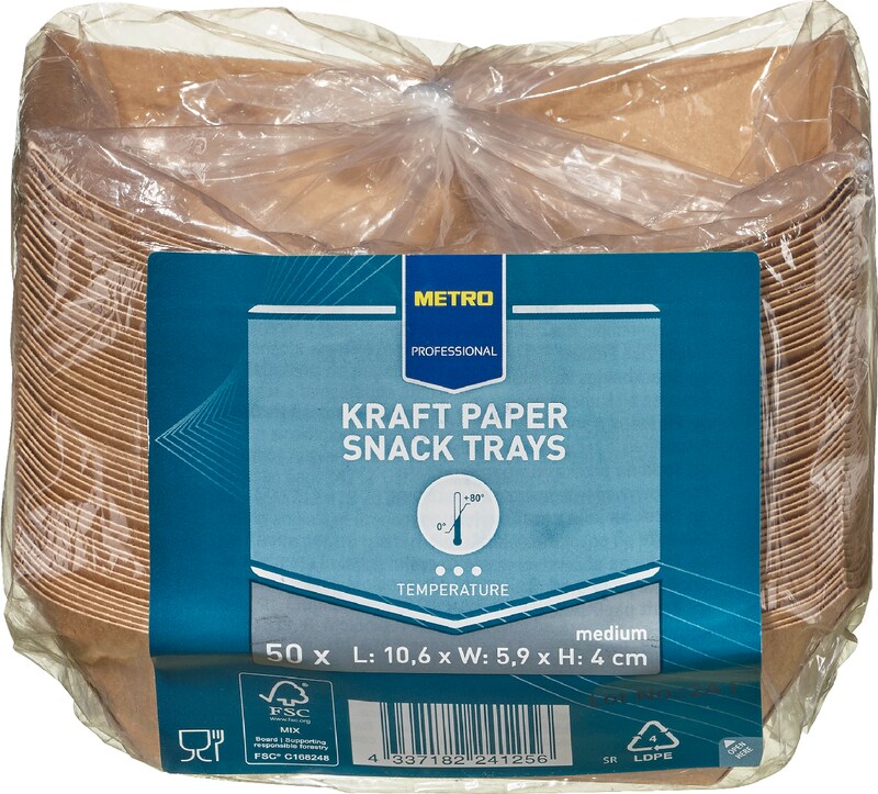 Produktbild von PAPSTAR Snacktrays – 500 Stück, Pappe Pure, 3,5 X 8,5 X 15,5 Cm, Braun – Nachhaltig & FSC-zertifiziert