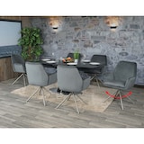 thumbnail of 6er-Set Esszimmerstuhl HWC-G67, Küchenstuhl Armlehne, drehbar Auto-Position, Samt MVG ~ dunkelgrau, Edelstahl