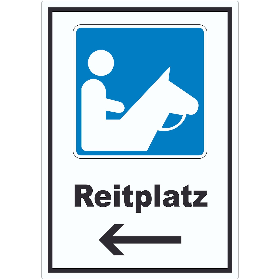 Reitplatz Aufkleber mit Pfeil links A2 (420x594mm)