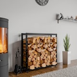 thumbnail of DELUKE® Kaminholzregal innen Metall SATLO für Feuerholz Brennholzregal innen Kaminholzständer Kaminholzhalter FeuerholzregalSchwarz, 25x100x80cm
