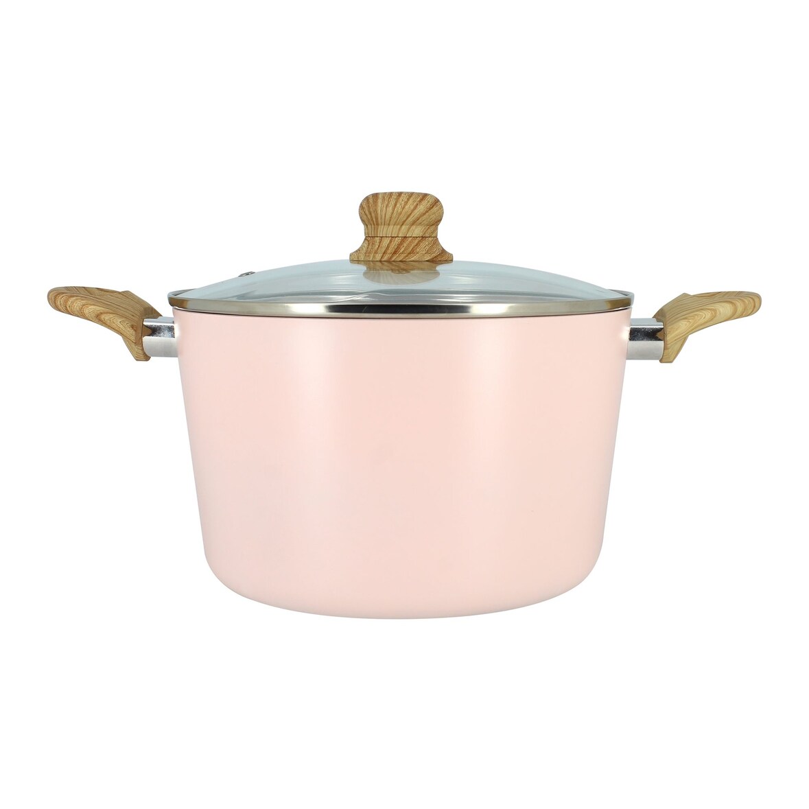 Menastyl - Faitout colorama 24cm en aluminium recyclé rose couvercle en verre