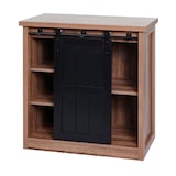 thumbnail of Cassettiera HWC-K75, armadio a ripiani, anta scorrevole 5 scomparti, metallo industriale effetto legno 84x80x40cm ~ marrone