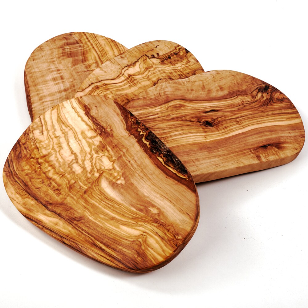 4er Set Brotzeitbrett aus Olivenholz im Naturschnitt 60 cm