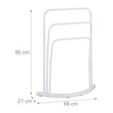 thumbnail of Relaxdays Handtuchhalter stehend, Metall, 3 Stangen, HxBxT: 86 x 66 x 21 cm, Handtuchständer Badezimmer, halbrund, weiß