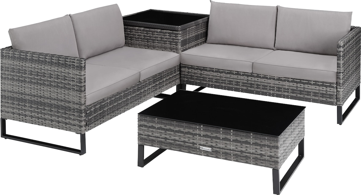tectake Conjunto de ratán OSTUNI  Gris
