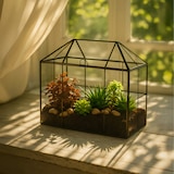 thumbnail of Relaxdays Pflanzenterrarium, Glas & Kupfer, 27x30x15 cm, Deko Glashaus Kakteen & Moos, Glaskasten Fensterbank, schwarz