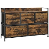 thumbnail of Mueble organizador cajonera de tela con 5 cajones y marco metálico estilo industrial para salón recibidor dormitorio 98x29x63 cm marrón rústico