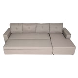 thumbnail of Ecksofa mit Bettkasten HWC-L16, Couch Sofa L-Form, Liegefläche links/rechts Nosagfederung Stoff/Textil 290cm ~ beige
