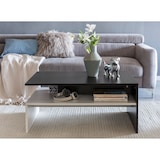 thumbnail of Wohnzimmertisch 90 x 43 x 60 cm mit Ablage Holz Schwarz / Weiß, Design Wohnzimmer Couchtisch zweiteilig mit Stauraum, Sofatisch eckig Kaffeetisch