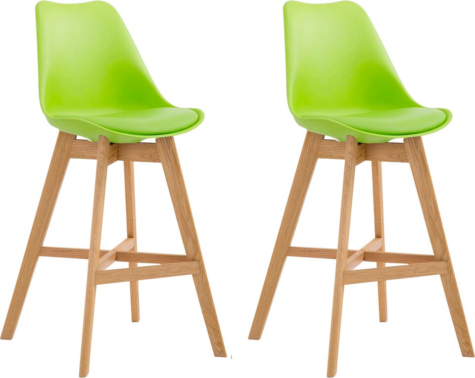2er Set Barhocker DUMIR - Kunststoff Grün 48x56x112 cm | Barstuhl Mit Lehne Tresenhocker Tresenstuhl Kneipenhocker Kneipenstuhl