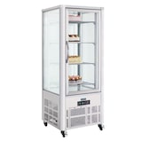 thumbnail of Vitrina refrigerada para pastelería, 4 estantes, acero inoxidable/cristal, 180 x 70,6 x 70,6 cm, refrigeración por aire, 400 L, plata, Polar GD881