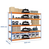 thumbnail of Simonforte Scaffalatura metallica media in truciolato 5 ripiani. Colore blu/arancio/legno 2000x1800x450 mm