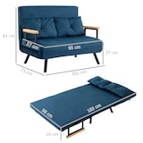 thumbnail of HOMCOM sofá cama convertible 3 en 1 sillón cama de 2 plazas plegable con respaldo ajustable de 5 niveles y 2 almohadas acolchadas 102x73x81 cm