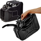thumbnail of BW® Kraftstoffkanister Metall Benzinkanister 2x 10 Liter mit Ausgießer - Schwarz - RAL 9005 - TÜV-geprüft und UN-Zulassung - Made in Europe