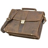 thumbnail of Greenburry Aktentasche Leder 2 Fächer Lehrertasche Schultasche Vintage braun antik 38x30cm Tragegriff und Schultergurt