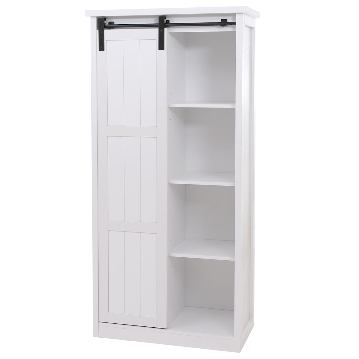 Armoire HWC-K75, commode Highboard, porte coulissante 8 compartiments de rangement, aspect bois métal industriel 163x76x38cm ~ blanc