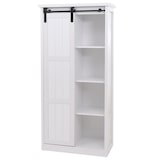 thumbnail of Armoire HWC-K75, commode Highboard, porte coulissante 8 compartiments de rangement, aspect bois métal industriel 163x76x38cm ~ blanc