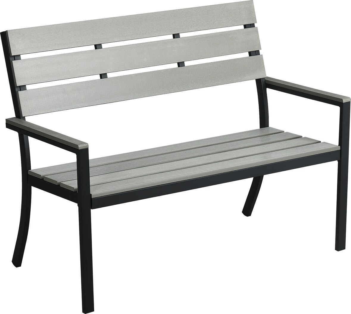 Outsunny Banco de Jardín de 2 Plazas de Plástico Banco para Exterior con Respaldo Reposabrazos y Marco de Acero para Terraza Carga 240 kg 122x65x92 cm
