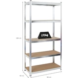 thumbnail of PROREGAL Etagère robuste RAGNAR, HxLxP 180x90x40cm, Charge totale de 875kg, Galvanisé, Étagère de garage, étagère de cave