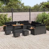 thumbnail of vidaXL Garten-Sofa-Set mit Kissen 14 pcs Schwarz 110 x 55 x 71 cm