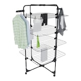 thumbnail of Stendibiancheria Da Pavimento Con Rotelle Stendino A Torre Verticale In Acciaio 4 Ripiani 2 Appendi Grucce Pieghevole 168.5x71x71 Cm Nero Opaco