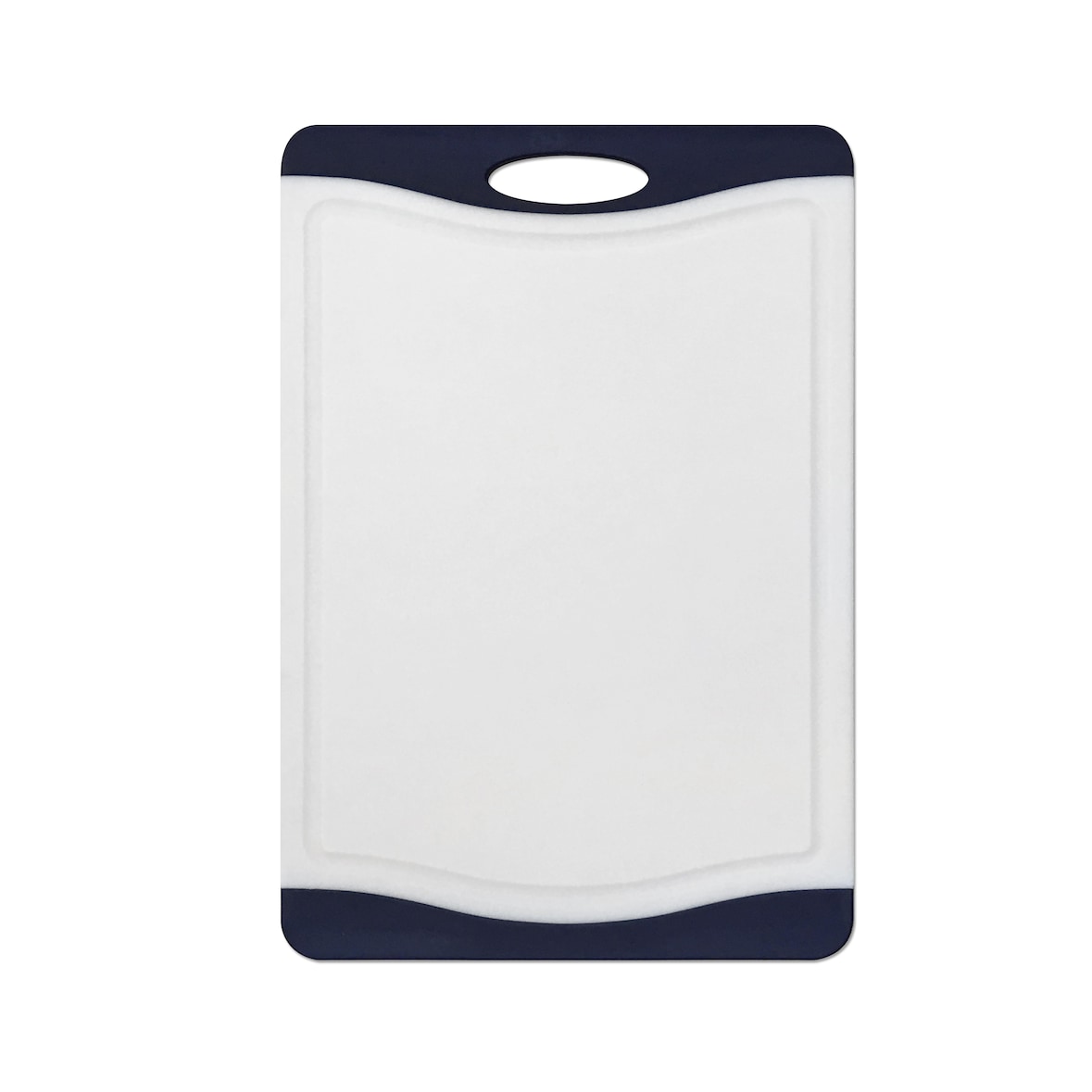 Tarrington House Tábua de cortar, plástico, 36.8 x 25.4 cm, com ranhura para líquidos, branco/azul escuro