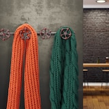 thumbnail of Relaxdays Wandgarderobe industrial, 4 Kleiderhaken, Pipeline, Gusseisen Deko, rustikal, HxBxT: 6,5 x 46,5 x 6 cm, braun